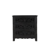 Indian Hand Carved 3 Drawers Solid Wood Bedside Table  05